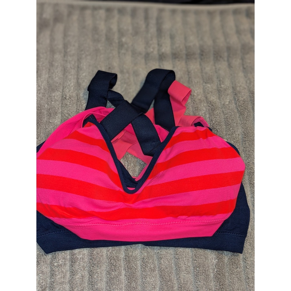 Just Be Seamless Striped Sports Bra 2PK Criss‎ Cross Back Size M NWT